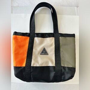Teddy Fresh Streetwear Color Block Tote Bag With Zipper